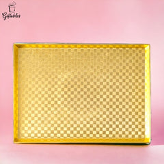 Golden Rectangular Plastic Medium Tray