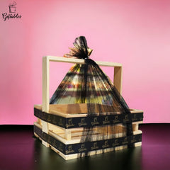 Wooden basket square black