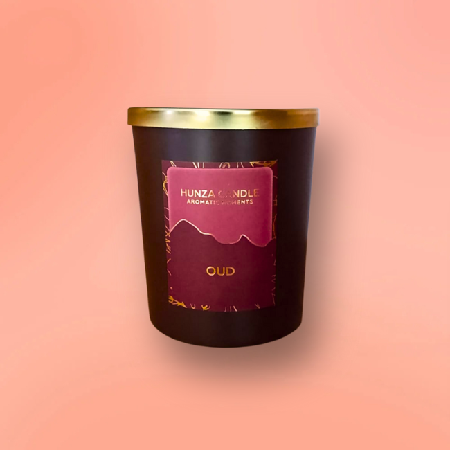 Hunza Candle Black Jar Medium Glass - Oud