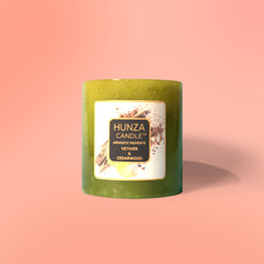 hunza candle vetiver & cedarwood pillar