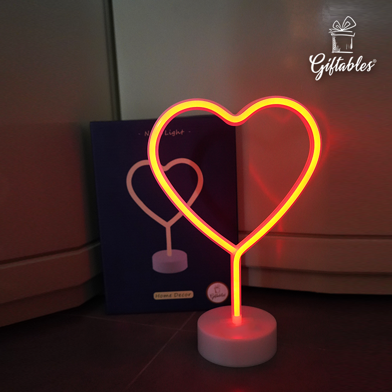 Heart shaped neon light usb rechargeable