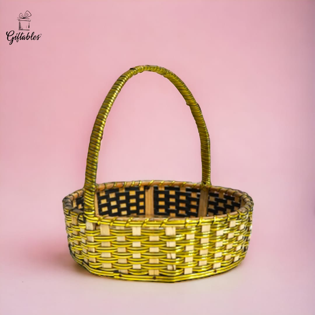 round golden basket