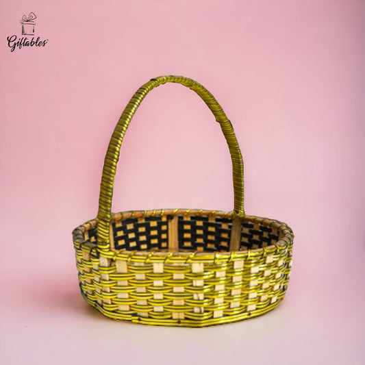 round golden basket