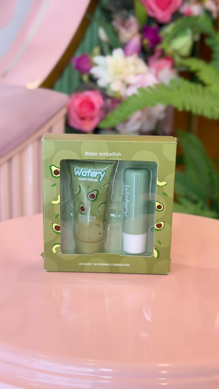 Water Embellish Lip Balm & Hand Cream Set Avocado