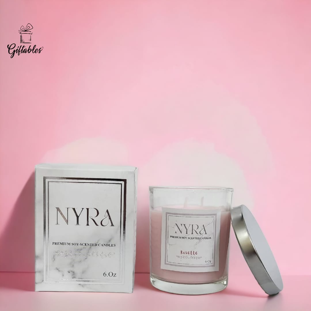 NYRA premium soy scented candle rosette