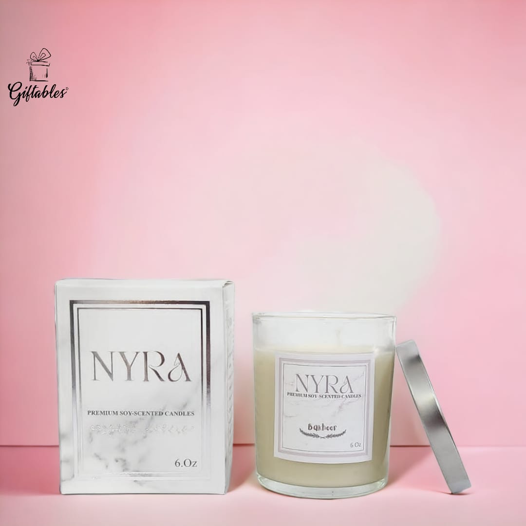 NYRA premium soy scented candle bakhoor