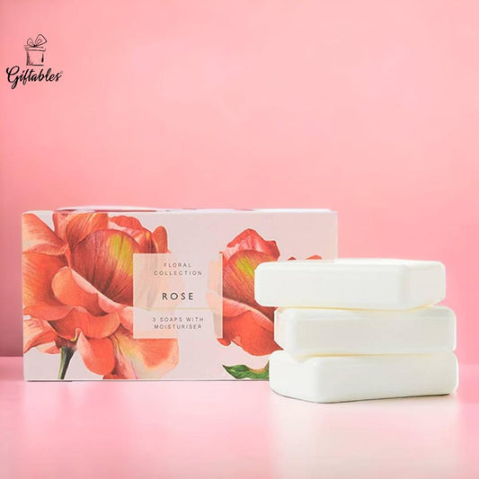 Floral Collection Rose 3 soaps with moisturiser