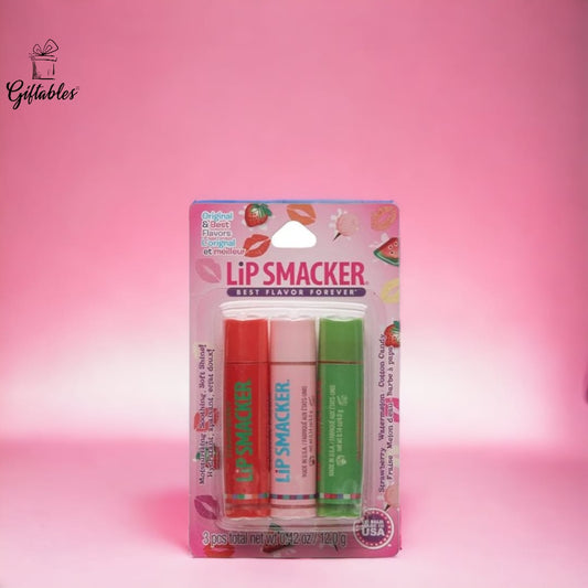 Lip Smacker Lip Balm Lip Gloss Strawberry Cotton Candy Watermelon (pack of 3)