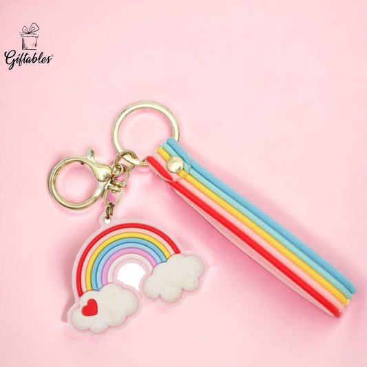 Soft rubber silicone rainbow key chain