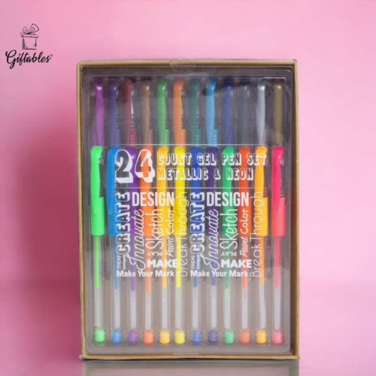 24-Count Gel Pen Set Metallic & Neon