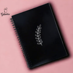 leaf black paper diary spiral