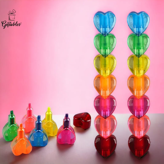 Sunshine highlighters set of 7 pcs, Hearts stick