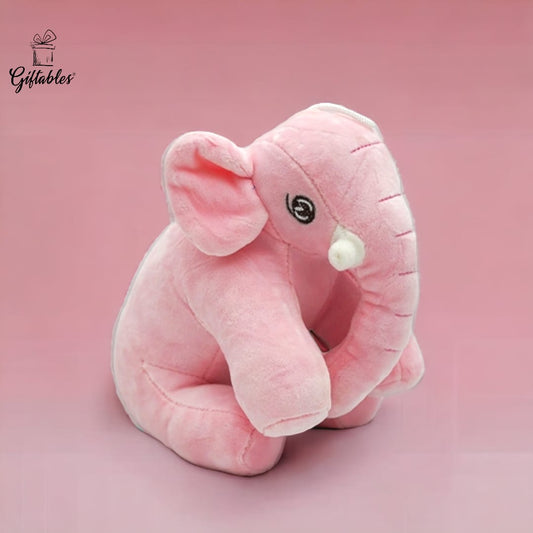 Elephant soft toy pink small