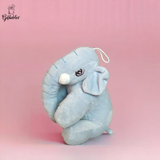 Elephant soft toy sky blue small