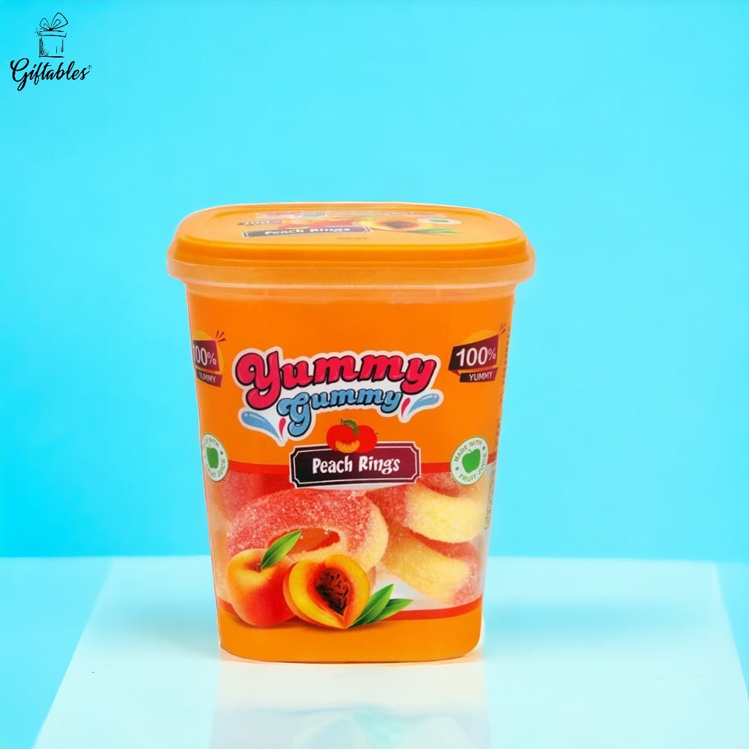 Yummy Gummy Peach rings 175 g Tub