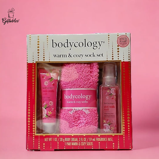 Bodycology Pink Vanilla Body Mist & Cream with Cozy Socks