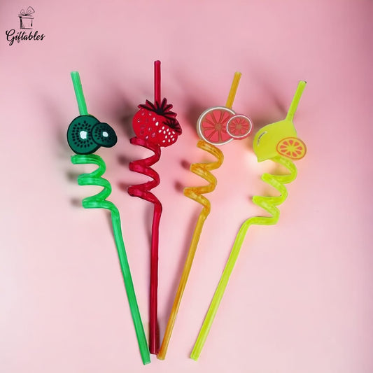 Washable Spiral Fancy Fruit Straw