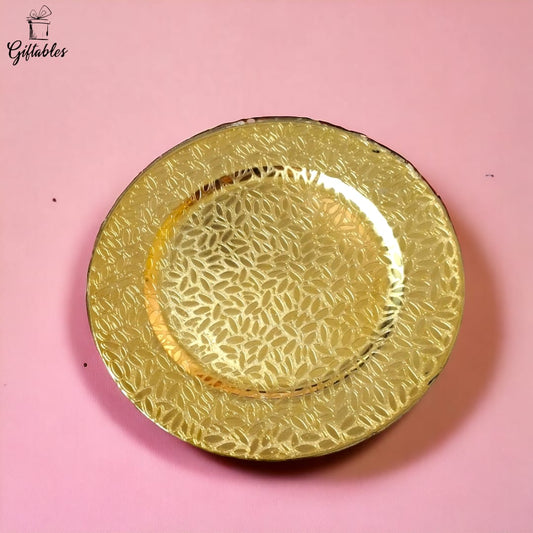 Golden Round Plastic Tray Medium Size