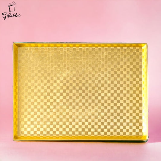 Golden Rectangular Plastic Medium Tray