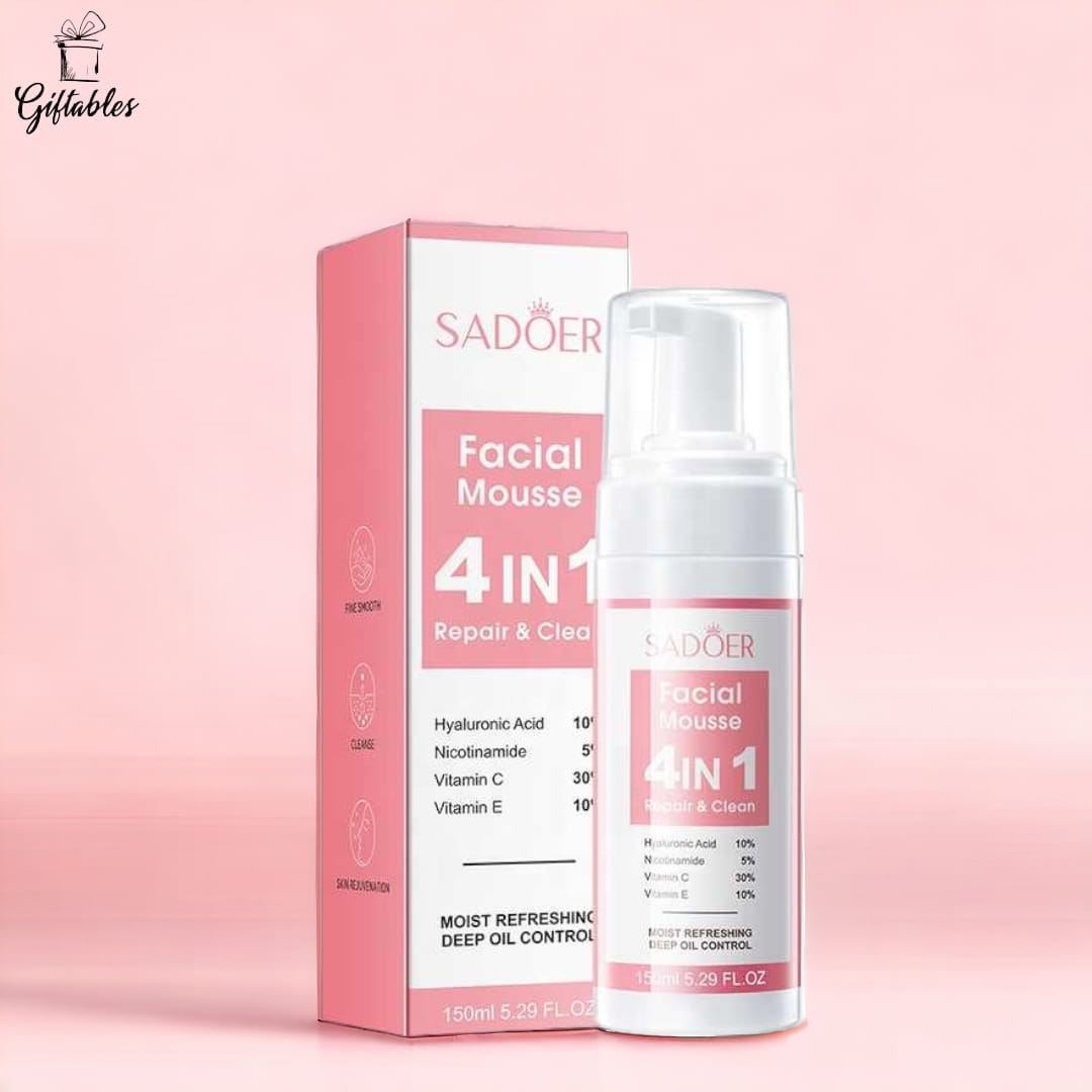 Sadoer 4 in 1 Facial Mousse Face Wash Foam Facial Cleanser