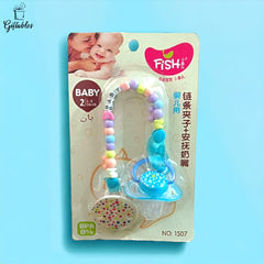 Silicone Pacifier with Cap and Beaded Chain - BPA-Free  Pacifier with Clip-On Holder for Infants and Newborns