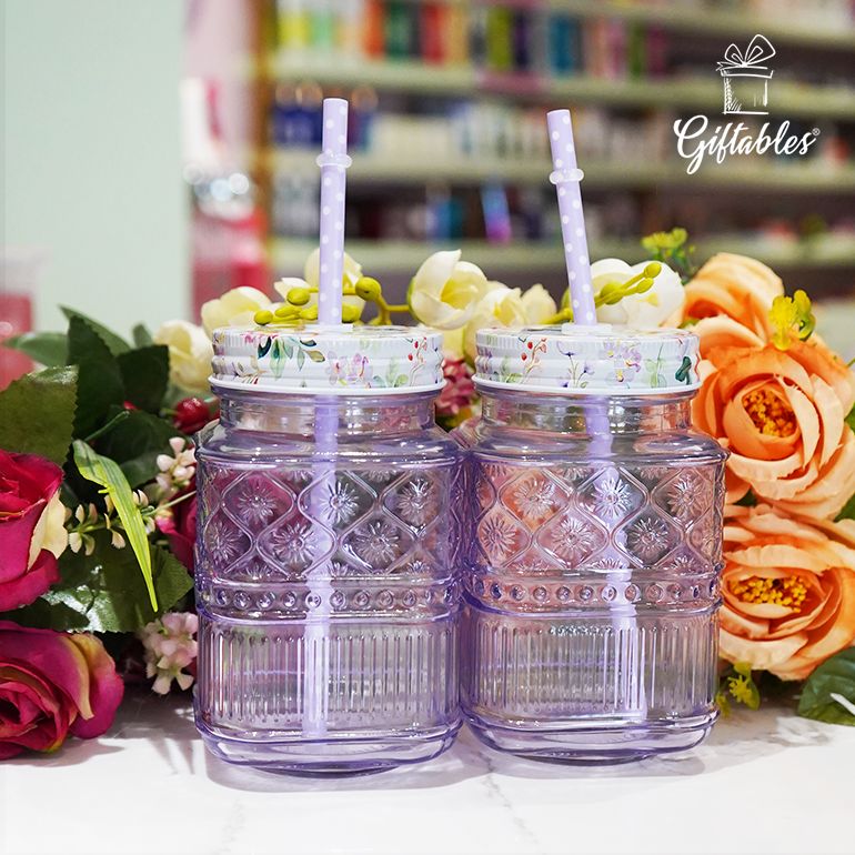 Claro pot mason jars with straw set of 2 pcs